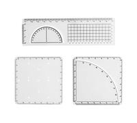 MFMEXUL Geometric Ruler for School with Drawing Template, Multifunctional Measuring Tool, PVC Math Template, School Project Supplies, for Grade 7