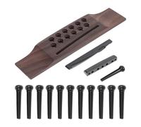 MFMEXUL Guitar Bridge Wooden Guitar Saddle Nut Pins Nut Replacement Pyramid Bridge Part Rosewood Material Suitable for 12 String Acoustic Guitar