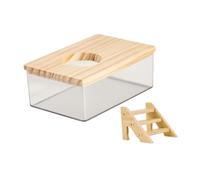 MFMEXUL Hamster Sand Bath Box, Sand Container, Bath House with Ladder, Habitat Decor, Acrylic Pet Basin, Hamster, L