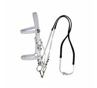MFMEXUL Horse Bridle with Comfortable Non-Slip Padding Adjustable PVC Headstall Reinforced Rubber Reins Secure Bit Connection Suitable for Outdoor Riding Exercise, White