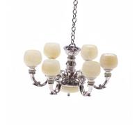 MFMEXUL Miniature Pendant Light Dollhouse Chandelier Lamp Fixture Mini Overhead Lamp Alloy Construction Hanging Chain Realistic Focal Point suitable for 1 12, Silver