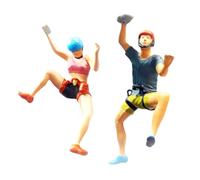MFMEXUL Miniature Rock Climbing Figurine Set, Resin Model, Micro Fairy Garden Scene Accessory, Suitable for Office Use, 2 pieces
