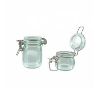 MFMEXUL Miniature Storage Jar Tiny Collector’s Item Hinged Lid Realistic Seal Stainless Construction Suitable for Hobby Decor Miniature Scene, Aqua Green