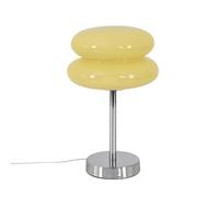 MFMEXUL Modern Glass Bedside Lamp with Adjustable Glow, Yellow