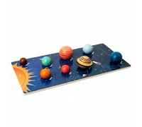 MFMEXUL Puzzle Solar System Educational Board Wooden Interactive Toy Celestial Body Sliding Game Astronomy Learning Gift Suitable for Children Home Playroom, Cognitive Board