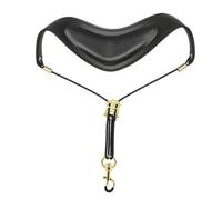 MFMEXUL Saxophone Shoulder Strap Adjustable Neck Strap Harness Lanyard With Padded PU Shoulder Pad Metal Hook And Rope Core For Hold Suitable for practice live shows teaching, Black Gold Buckle