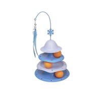 MFMEXUL Self-Play Cat Toy with Feather | Interactive Multi-Level Design, Cat Toy with Balls, Blue