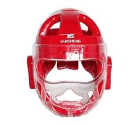 MFMEXUL Taekwondo Face, Head Protection, Boxing, Kickboxing, Complete Protection, Breathable, Shock-absorbing, Scratch-resistant PC Surfaces for, Red, L