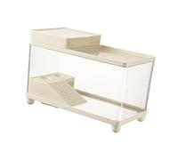 MFMEXUL Turtle Tank, Turtle Habitat Box, Multifunction Climbing Ramp, Transparent Terrarium, Bottom Drain for Frogs, Geckos, Beige