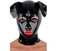 MFMYEE 100% Latex Mask, Rubber, SM Fetish, Full Bondage, BDSM, Latex Dog Ears Bondage, Cosplay, Halloween (XL)