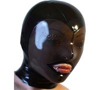 MFMYEE Bondage Latex mask, Micro-Perforated Eyes, SM Role-Playing mask, Party Halloween Headgear (L)
