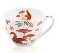 MFoffice Autumn Squirrel Hug Mug - 20oz Bone China Coffee Mug, Cozy Fall Mushroom Forest Design, Gift for Nature Lovers and Friends, Designed in England by Harvest Green Studio