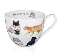 MFoffice Cute Cat Mugs for Daily Coffee and Tea, Premium 20 oz Bone China Coffee Tea Hug Mug, Perfect Holiday, Birthday, and Christmas Gift for Cat Lovers, Designed in England by Harvest Green Studio