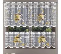 MforStyle Kitchen cafe net curtain COFFEE - WITH COLOURS - Window Decoration - READY TO HANG - HEMMED EDGES - MANY SIZES - (selected curtain: 4.5 Metres Width, DROP: 20" (50cm) - COLOR)