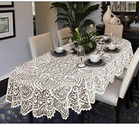 MforStyle Lace Large Tablecloth Traditional table cloth Oval OR Round White OR Beige Premium Quality (290cm x 140cm (114" x 55") Oval, White)