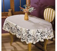 MforStyle Oval Table Cloth. Sits up to 6 people - Thick Lace Natural Golden beige Oval tablecloth Quality Product - 51"x67" (130x170cm)