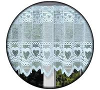 MforStyle Rich Lace Kitchen Curtain Bathroom Curtain Café Curtain Hearts Window Decoration - Ready to Hang - Width Sold by METRES - Slot TOP - Drop 22" (56cm) - White