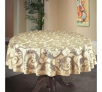 MforStyle Round Table Cloth Sits up to 5 people - Rich Durable Textured Tablecloth Natural Golden Beige 59" (150cm)