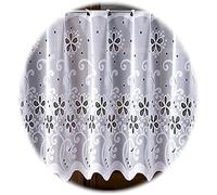 MforStyle White CAFÉ Net Curtain - Kitchen Bathroom curtain - HEMMED Sides - MANY SIZES - (selected curtain: 8 Metres Width, DROP: 14" (35cm)