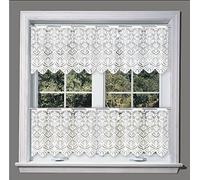 MforStyle White CAFÉ Net Curtain LACE - Kitchen Bathroom curtain - HEMMED Sides - Ready to hang - MANY SIZES - (selected curtain: 2 Metres Width, DROP: 24" (60cm)