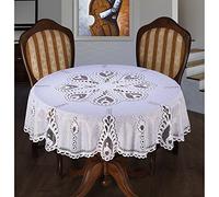 MforStyle White or Cream Tablecloth Round Lace 59" 150cm - (WHITE)