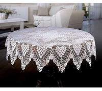 MforStyle White Tablecloth Round Lace table cloth Crochet Effect 59" (150cm)