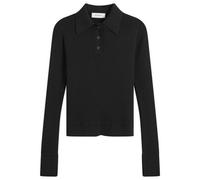 mfpen Women's Partial Placket Polo Black Rib Small