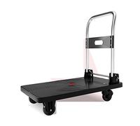 MFRELMNZG Folding Platform Cart on Wheels Heavy-Duty Push Trolley with Foldable Metal Handle 4 Swivel & Fixed Casters for Home Bookstore Hotel Moving Supplies