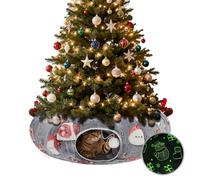 Mfsdai Cat Tunnel Under the Christmas Tree, Foldable Cat Doughnut Tunnel with Central Mat and Dangling Balls, Self-Illuminating, Fluffy Plush Cat Cave for Pets and Small Animals