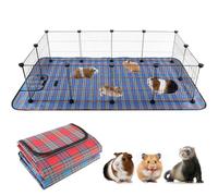 Mfsdai Guinea Pig Cage with Two Easy to Clean Pads, 0.74 m² Playpen, Suitable for Rabbits, Ferrets, Hedgehogs, Chinchillas, Gray, Blue, Red