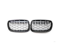 MFTGRS For E70 E71 E72 X5 X6 2007-2013 1 Pair Diamond Meteor Style Front Bumper Kidney Grille Racing Grills(Silver and Black)