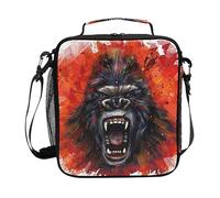 MFTJYO King Kong Lunch Box for Boys Furious Cooler Insulated Lunch Bag Cooler Bag Tote Freezable Shoulder Strap Lunchbox Zipper Waterproof Picnic Meal for School