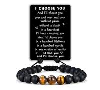 MFTRADING Adjustable Bracelet for Men Son Husband Christmas Stocking Stuffers Gift Anniversary Birthday Gifts Beaded Bracelet with Engraved Wallet Card, 7.5inches, Nature Stone, no gemstone
