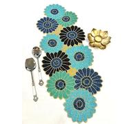 Mfu-Made for You Beautiful Beaded Blue Sunflower Table Runner (13x36 Inches, Pack of 1) | Tea Cotton Xmas Flowers Living Room Decoration