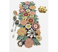 MFU-MADE FOR YOU Cotton Beautiful Beaded Multi Colour Flowers Table Runner Craftsmanship Measure 13 * 36 Inches| Thanksgiving - Occasional Decoration,Medium