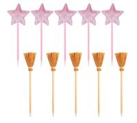 MFUOE 10Pieces Princess and Witch Party Favors Witch Broom Pens and Novelty Star Ballpoints Pink Pentagram Wand Broom Shape Pens for Teen Kids Boys Girls School