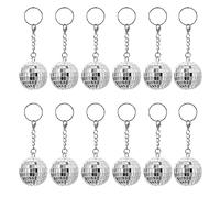 MFUOE 12 Pieces Disco Ball Keychain Silver Mirror Disco Flash Ball Keychain Disco Hanging Ornament for 70s 80s Themed Party Wedding Halloween Christmas Decorations