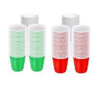 MFUOE 120Pieces Christmas Plastic Cups Red Green White Party Cups Strong and Sturdy Party Cups Reusable Dessert Cups for Xmas Garden Party (2oz)