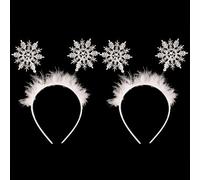 MFUOE 2 Pack Snowflake Headbands - Glitter Snowflake Head Boppers Christmas Hair Accessories