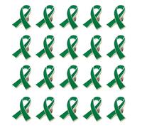 MFUOE 20Pieces Green Ribbon Pin Environment Issue Awareness Ribbon Brooch Health Awareness Lapel Pin Hope Pins Enamel Jewelry for Women Men Charity Public Social Event Decoration