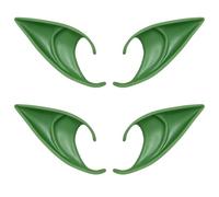MFUOE 2PCS Fairy Pixie Soft Elf Ears Elf Ear Cuffs Green Vampire Ears Pointed Elven Ears for Halloween Christmas Party Dress Up Cosplay Costume