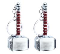 MFUOE 2pcs Marvelous Hammer Keyrings Thunder Legendary Hammer Keyrings North Viking Ornament Hammers Pewter Key Ring Chain for Men Husband Boyfriend