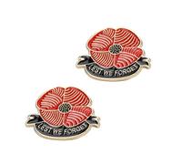 MFUOE 2Pieces Poppy Flower Brooch Lest We Forget Enamel Brooch Red Black Remembrance Gifts Pins for Women Men Soldier Veterans Day Decoration