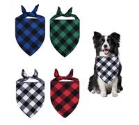 MFUOE 4-Piece Checkered Pet Bandana Set - Cotton, Multicolor, Unisex, Adult Dog Bandana - Unique Checkered Pattern - Holiday, Bohemian, Festive Theme - Pull On, Round Neck