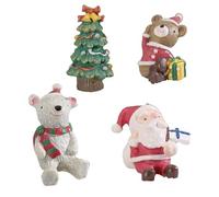 MFUOE 4Pieces Christmas Aquarium Ornaments Bear Santa Claus Polar Bear Xmas Tree Figurines Micro Landscape Create Festive Atmosphere Decoration for Fish Tank Potted Plant