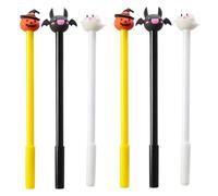 MFUOE 6PCS Halloween Pens Orange Pumpkin White Ghost Black Bat Gel Pens Funny Ballpoint Pen for Student Signature Teachers Writing Halloween Party Supplies