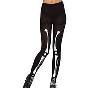 MFUOE Day of the Dead Skeleton Tights Halloween Black Tights with White Bone Print Tights for Women Ladies Halloween Fancy Dress Costume Accessory
