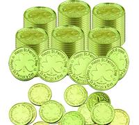 MFUOE St. Patricks Day Coin 4 Leaf Clover Lucky Coin Green Shamrock Plastic Coins Irish Coins for St. Patrick's Day Christmas Party Decoration (30)