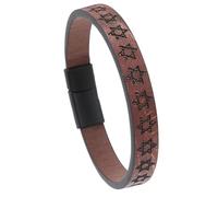 MFUPR Mens Wrist Bracelets Mens Leather Bracelet,Women's Leather Wristbands,Vintage Star of David Bracelet,Classic Monolayer Braided Leather Bracelet,Adjustable Cuff Bracelet(Dark Brown)