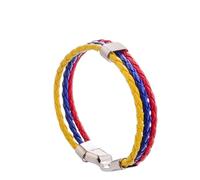 MFUPR Mens Wrist Bracelets Women's Leather Bracelet,Women's Leather Bracelet,Elegant Colombia Flag Color Bracelet,Adjustable Handmade Multi-Layer Braided Leather Bracelet